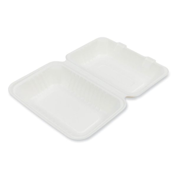 Bagasse PFAS-Free Food Containers, 1-Compartment, 6 x 9 x 3.03, White, Bamboo/Sugarcane, 250/Carton - Image 4