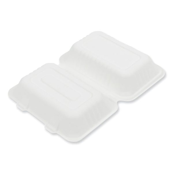 Bagasse PFAS-Free Food Containers, 1-Compartment, 6 x 9 x 3.03, White, Bamboo/Sugarcane, 250/Carton - Image 3