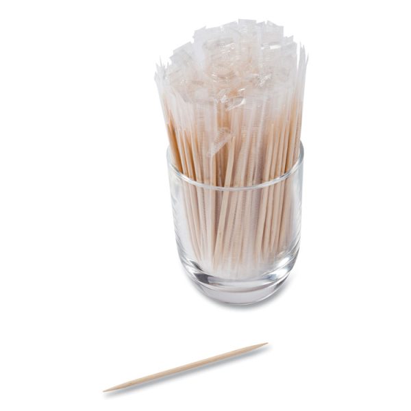 Mint Cello-Wrapped Wood Toothpicks, 2.5", Natural, 1,000/box, 15 Boxes/carton - Image 3