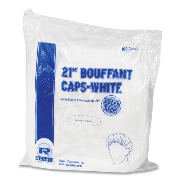 Latex-Free Operating Room Cap, Pleated, Polypropylene, 21", White, 100 Caps/Pack, 10 Packs/Carton - Image 4