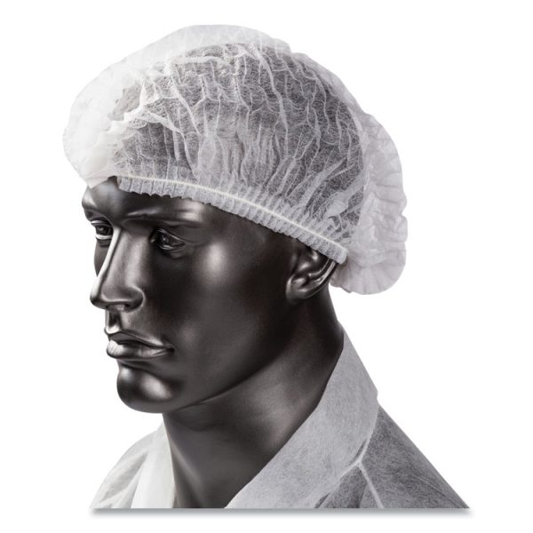 Latex-Free Operating Room Cap, Pleated, Polypropylene, 21", White, 100 Caps/Pack, 10 Packs/Carton - Image 3