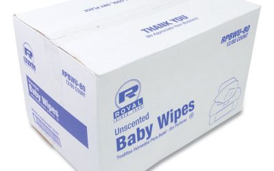 Baby Wipes Tub, Unscented, White, 80/Tub, 12 Tubs/Carton