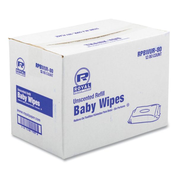 Baby Wipes Refill Pack, 8 x 7, Unscented, White, 80/Pack, 12 Packs/Carton - Image 5