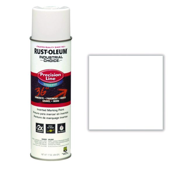 Industrial Choice M1800 System Water-Based Precision Line Marking Paint, Flat White, 17 oz Aerosol Can, 12/Carton - Image 2