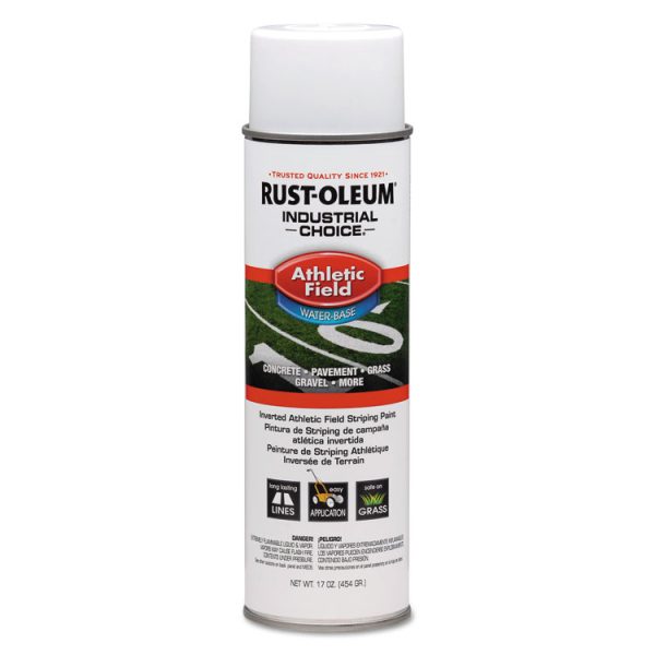 Industrial Choice Athletic Field Inverted Striping Paint, Flat Athletic Inverted White, 17 oz Aerosol Can, 12/Carton