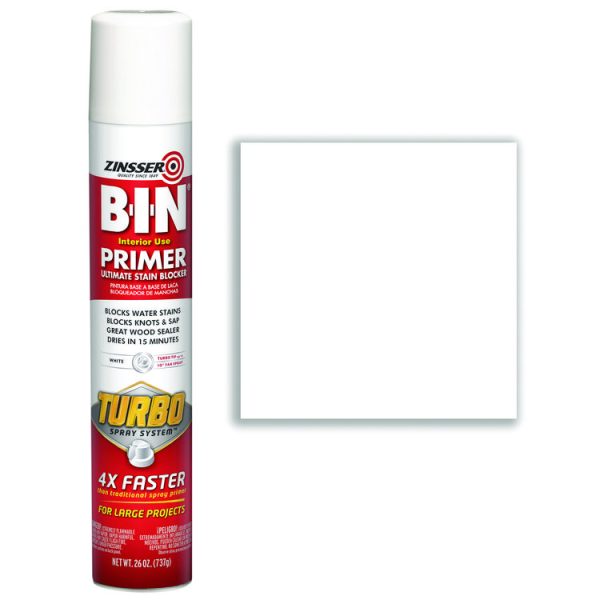 BIN Aerosol Primer with Turbo Spray System, Interior, Flat White, 26 oz Aerosol Can, 6/Carton - Image 2