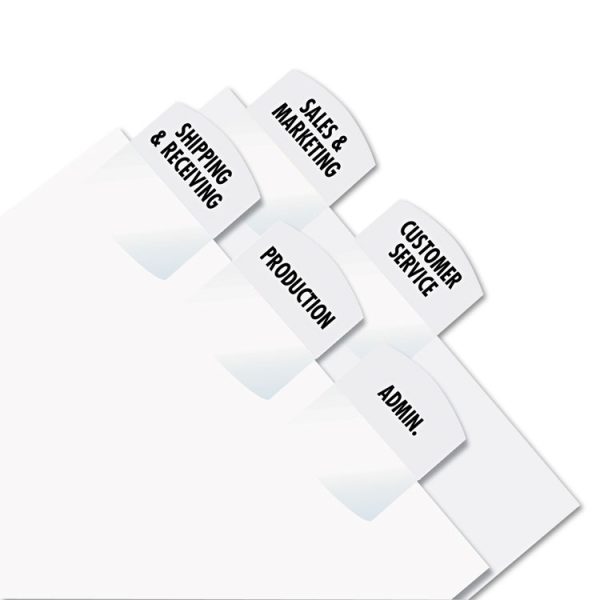 Laser Printable Index Tabs, 1/5-Cut, White, 1.13" Wide, 375/Pack - Image 2