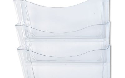 Unbreakable Wall Files, 3 Sections, A4/Letter Size, 13.75″ x 3.13″ x 29.38″, Clear