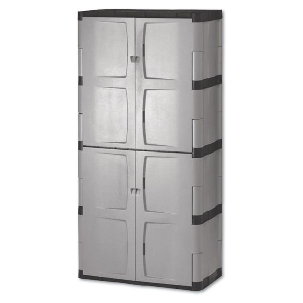 Double-Door Storage Cabinet - Base/top, 36w X 18d X 72h, Gray/black