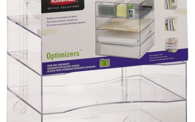 Optimizers Four-Way Organizer with Drawers, 6 Compartments, 2 Drawers, Plastic, 10 x 13.25 x 13.25, Clear