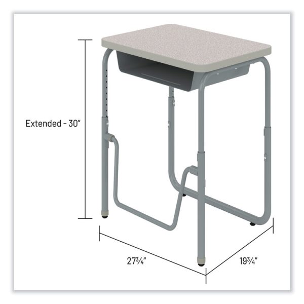 AlphaBetter 2.0 Height-Adjustable Student Desk with Pendulum Bar, 27.75" x 19.75" x 22" to 30", Pebble Gray - Image 9