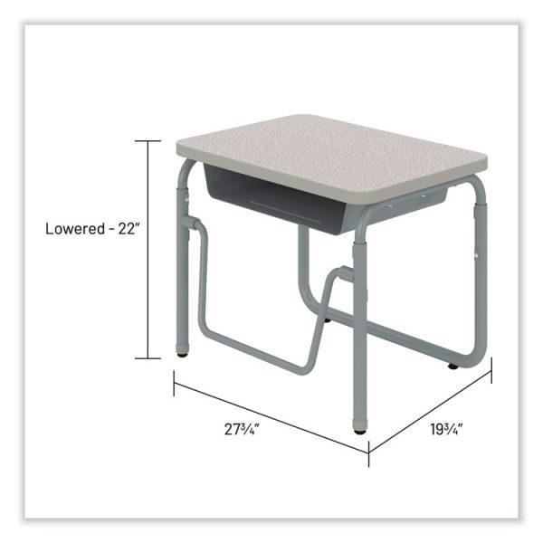 AlphaBetter 2.0 Height-Adjustable Student Desk with Pendulum Bar, 27.75" x 19.75" x 22" to 30", Pebble Gray - Image 10