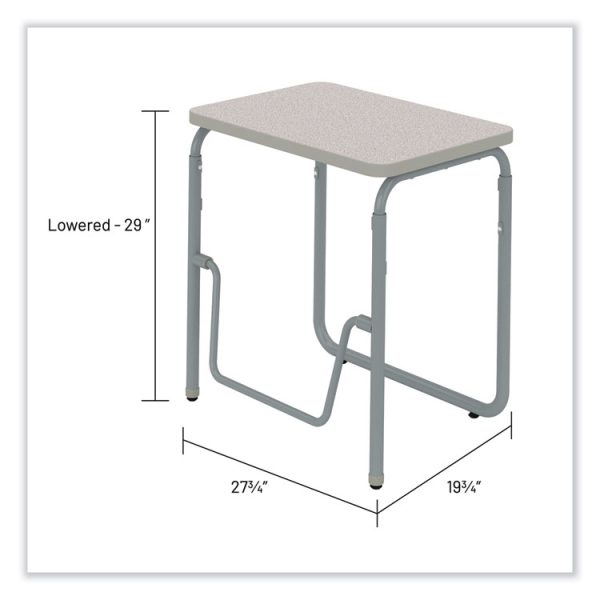 AlphaBetter 2.0 Height-Adjustable Student Desk with Pendulum Bar, 27.75" x 19.75" x 29" to 43", Pebble Gray - Image 9