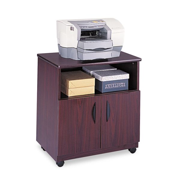 Mobile Machine Stand, Open Compartment, Engineered Wood, 3 Shelves, 200 lb Capacity, 28" x 19.75" x 30.5", Mahogany - Image 2