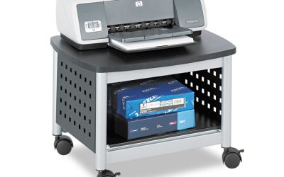 Scoot Under-Desk Printer Stand, Metal, 2 Shelves, 100 lb Capacity, 20.25″ x 16.5″ x 14.5″, Black/Silver