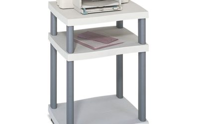 Wave Design Deskside Printer Stand, Plastic, 3 Shelves, 20″ x 17.5″ x 29.25″, White/Charcoal Gray