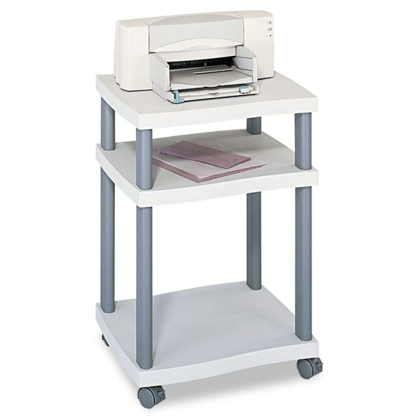 Wave Design Deskside Printer Stand, Plastic, 3 Shelves, 20" x 17.5" x 29.25", White/Charcoal Gray - Image 3