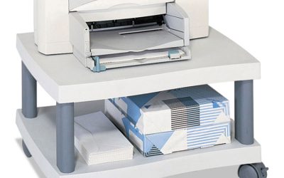 Wave Design Under-Desk Printer Stand, Plastic, 2 Shelves, 20″ x 17.5″ x 11.5″, White/Charcoal Gray