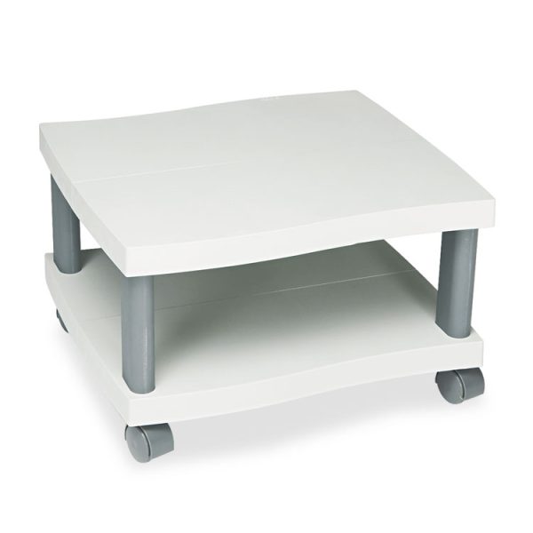 Wave Design Under-Desk Printer Stand, Plastic, 2 Shelves, 20" x 17.5" x 11.5", White/Charcoal Gray - Image 2