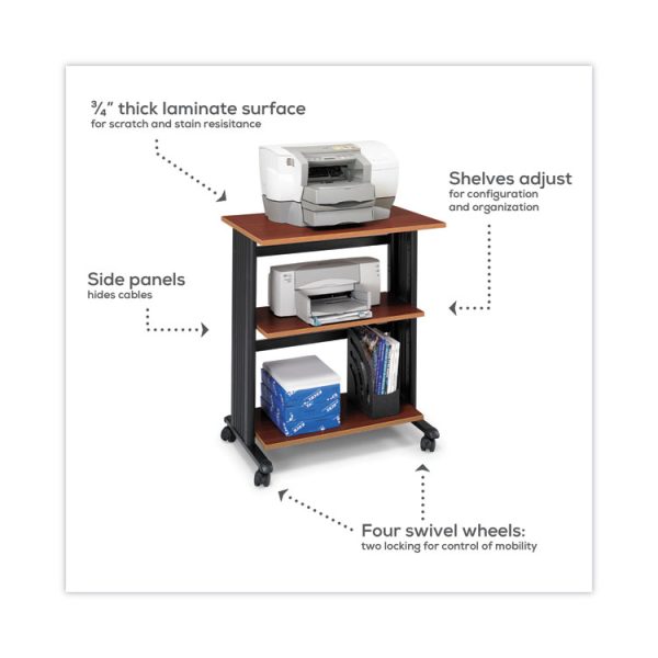 Muv Three Level Machine Cart/Printer Stand, Engineered Wood, 3 Shelves, 29.5" x 20" x 35", Cherry/Black - Image 4