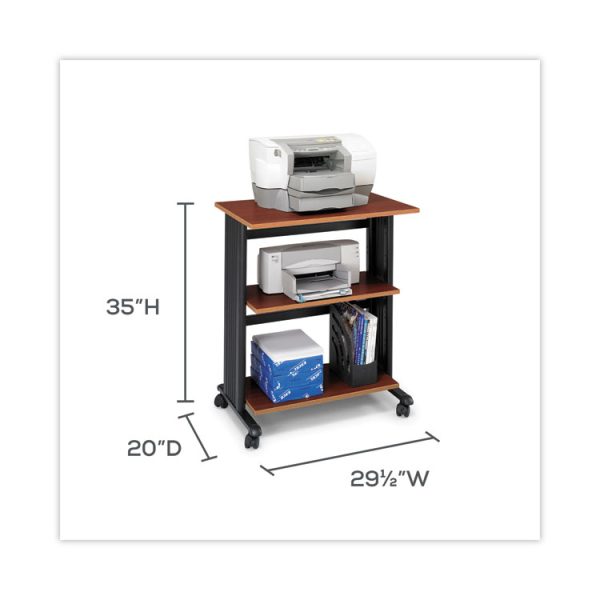 Muv Three Level Machine Cart/Printer Stand, Engineered Wood, 3 Shelves, 29.5" x 20" x 35", Cherry/Black - Image 3
