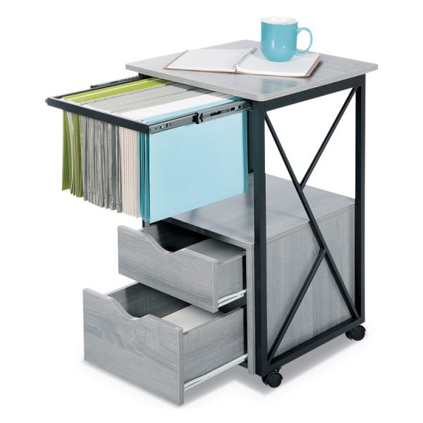 Mood Storage Pedestals With Open-Format Hanging File Rack, Left Or Right, 2 Drawers: Box/file, Gray, 17.75" X 17.75" X 30" - Image 2