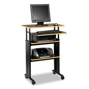 Muv Stand-Up Adjustable-Height Desk, 29.5" X 22" X 35" To 49", Cherry/black
