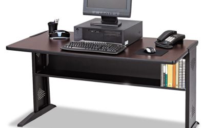 Computer Desk With Reversible Top, 47.5″ X 28″ X 30″, Mahogany/medium Oak/black