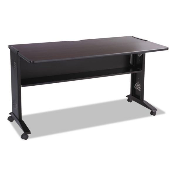 Mobile Computer Desk With Reversible Top, 53.5" X 28" X 30", Mahogany/medium Oak/black - Image 3