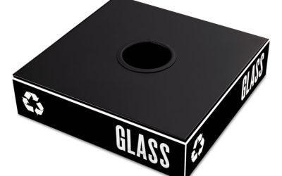 Public Square Recycling Container Lid, Circular Opening, 15.25w x 15.25d x 2h, Black