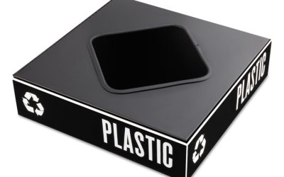 Public Square Recycling Container Lid, Square Opening, 15.25w x 15.25d x 2h, Black