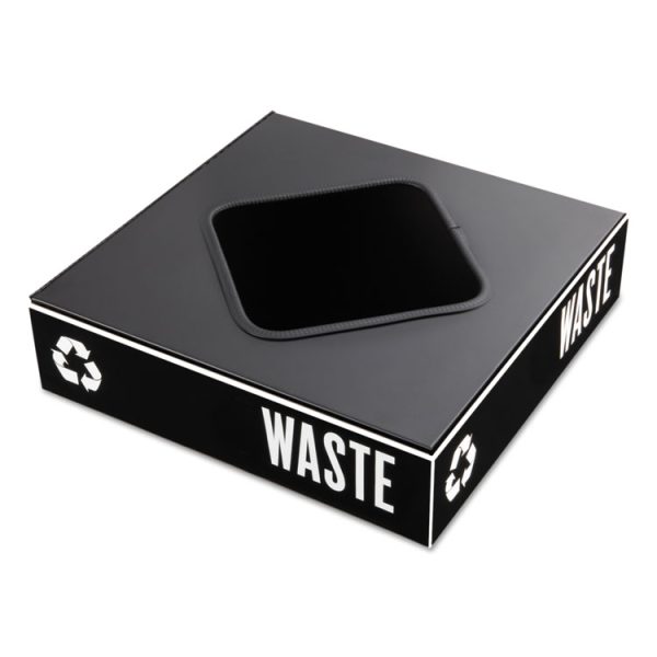 Public Square Recycling Container Lid, Square Opening, 15.25w x 15.25d x 2h, Black - Image 2