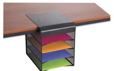 Onyx Hanging Organizer, Solid Top Horizontal, 4 Compartments, Steel Mesh, 12.33 x 12 x 10, Black