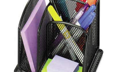 Onyx Mesh Mini Organizer, 3 Compartments, Steel, 6 x 5.25 x 5.25, Black