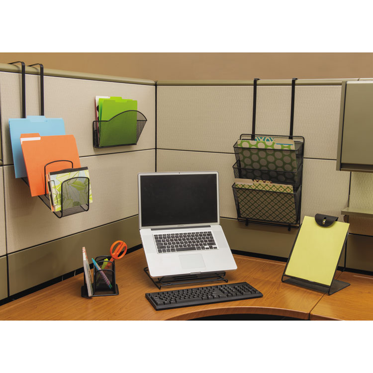 Onyx Mesh Mini Organizer, 3 Compartments, Steel, 6 x 5.25 x 5.25, Black - Image 2