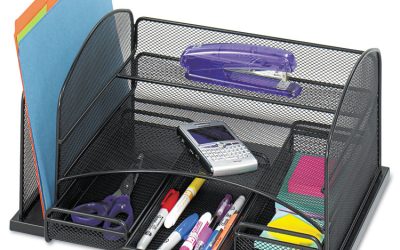 Onyx Organizer with 3 Drawers, 6 Compartments, Steel, 16 x 11.5 x 8.25, Black