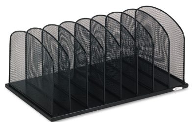 Onyx Mesh Desk Organizer With Upright Sections, 8 Sections, Letter To Legal Size Files, 19.5″ X 11.5″ X 8.25″, Black