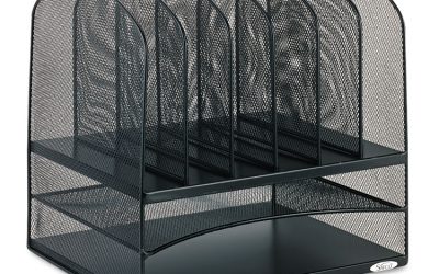 Onyx Mesh Desk Organizer With Two Horizontal And Six Upright Sections, Letter Size Files, 13.25″ X 11.5″ X 13″, Black