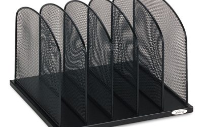 Onyx Mesh Desk Organizer With Upright Sections, 5 Sections, Letter To Legal Size Files, 12.5″ X 11.25″ X 8.25″, Black