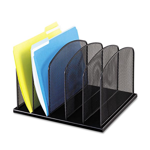 Onyx Mesh Desk Organizer With Upright Sections, 5 Sections, Letter To Legal Size Files, 12.5" X 11.25" X 8.25", Black - Image 2
