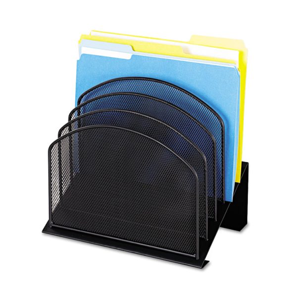 Onyx Mesh Desk Organizer With Tiered Sections, 5 Sections, Letter To Legal Size Files, 11.25" X 7.25" X 12", Black - Image 2