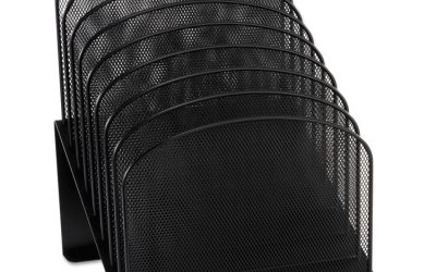 Onyx Mesh Desk Organizer With Tiered Sections, 8 Sections, Letter To Legal Size Files, 11.75″ X 10.75″ X 14″, Black