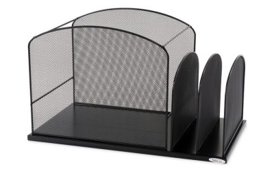 Onyx Mesh Desktop Hanging File With Two Upright Sections, 3 Sections, Letter Size, 11.5″ Long, Black