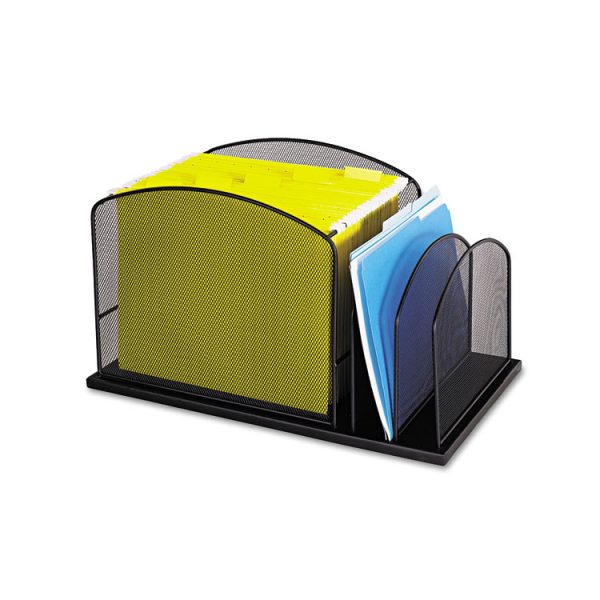 Onyx Mesh Desktop Hanging File With Two Upright Sections, 3 Sections, Letter Size, 11.5" Long, Black - Image 2