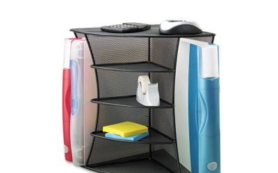 Onyx Mesh Corner Organizer, Six Sections, 15 X 11 X 13, Black