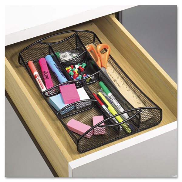 Onyx Mesh Drawer Organizer, Seven Compartments, 13 X 8.75 X 2.75, Steel, Black - Image 2