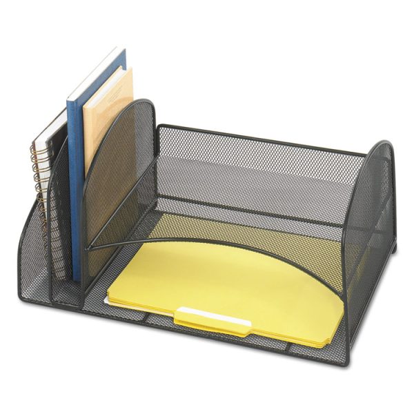 Onyx Mesh Desk Organizer, Two Vertical/Two Horizontal Sections, Steel Mesh, 17 x 10.75 x 7.75, Black - Image 3