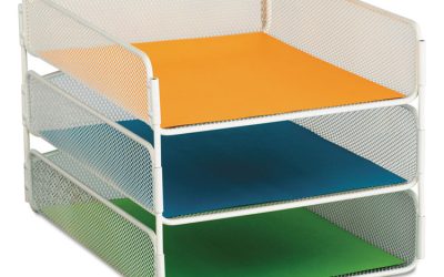 Onyx Desk Tray, 3 Sections, Letter Size Files, 9.25″ X 11.75″ X 8″, White