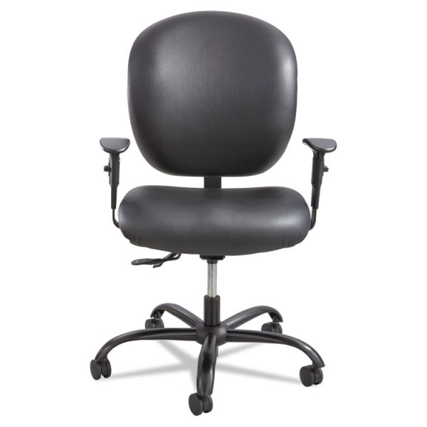 Alday Intensive-Use Chair, Supports Up To 500 Lb, 17.5" To 20" Seat Height, Black Vinyl Seat/back, Black Base