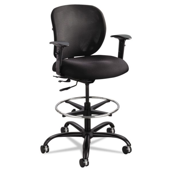 Vue Heavy-Duty Extended-Height Stool, Supports Up To 350 Lb, 23" To 32.5" Seat Height, Black Fabric - Image 2
